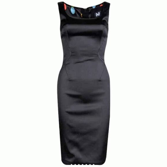 Dolce & Gabbana Black Satin Sleeveless Sheath Dress size 40 with COA - Picture 1 of 10